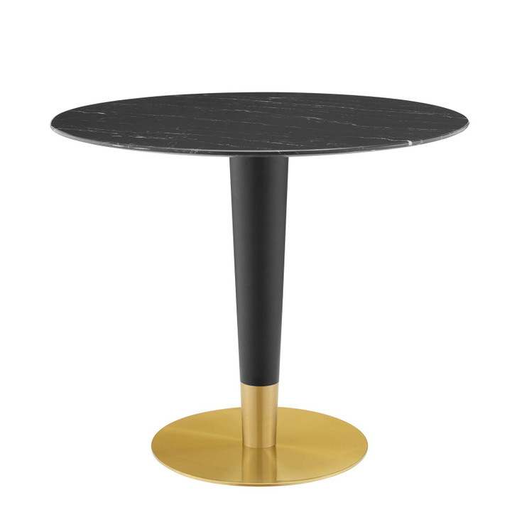 Zinque 36" Artificial Marble Dining Table, Artificial Marble, Metal Steel, Gold Black, 20891