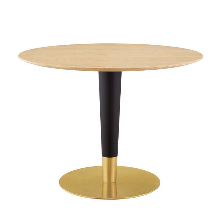 Zinque 40" Dining Table, Wood, Metal Steel, Gold Brown Natural, 20904