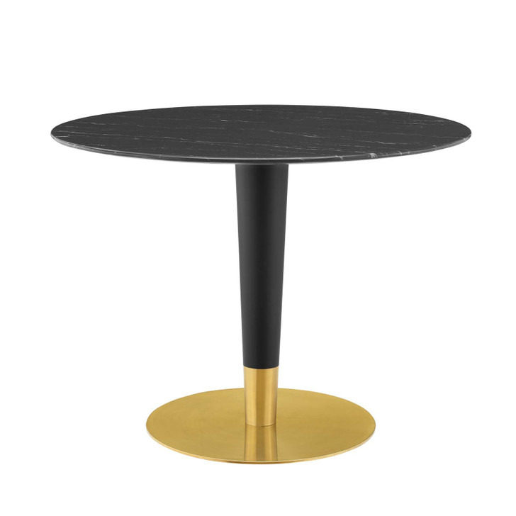 Zinque 40" Artificial Marble Dining Table, Artificial Marble, Metal Steel, Gold Black, 20907