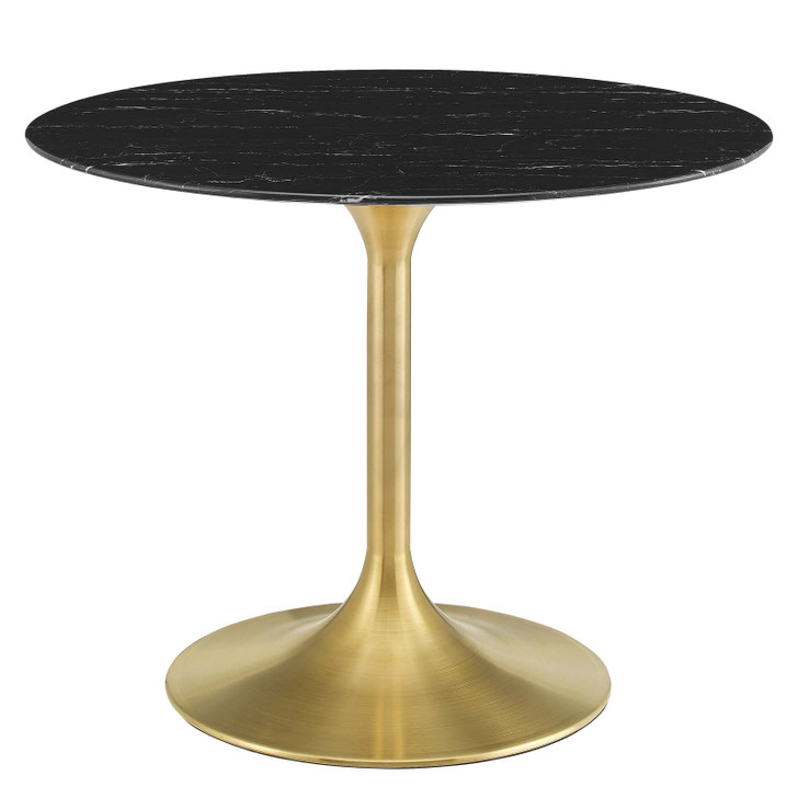 Lippa 40" Artificial Marble Dining Table, Artificial Marble, Metal Steel, Gold Black, 20936