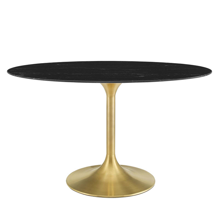 Lippa 54" Oval Artificial Marble Dining Table, Artificial Marble, Metal Steel, Gold Black, 20940