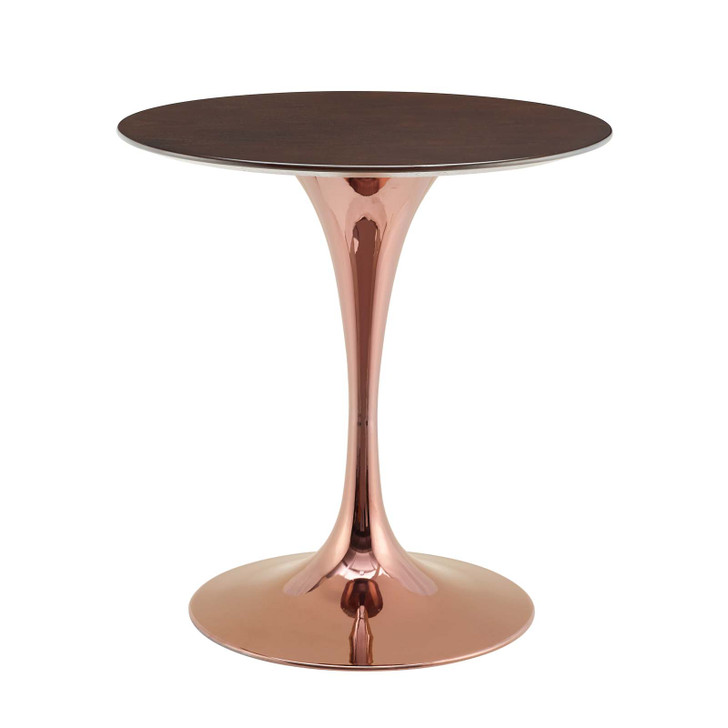 Lippa 28" Wood Dining Table, Wood, Rose Gold Dark Brown Brown Walnut, 20943