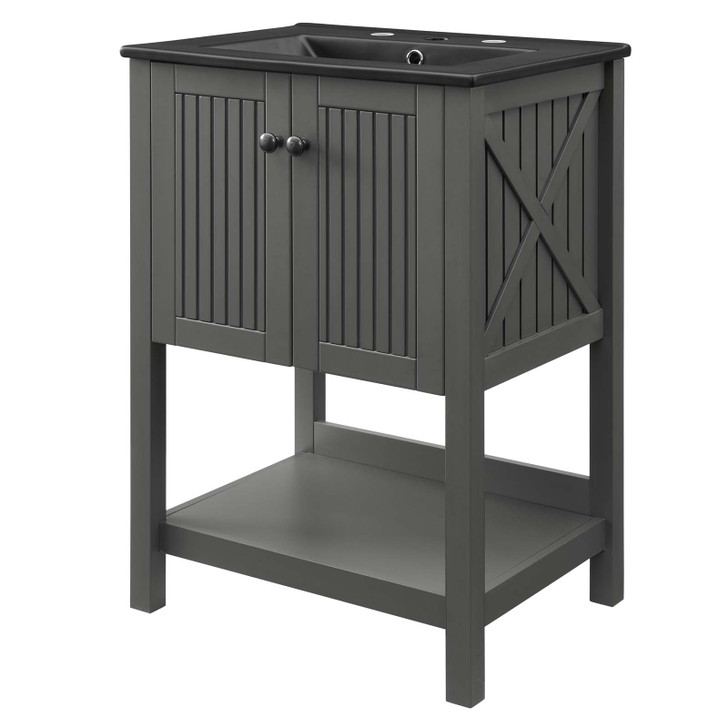 Steam 24" Bathroom Vanity, Wood, Grey Gray Black, 21035