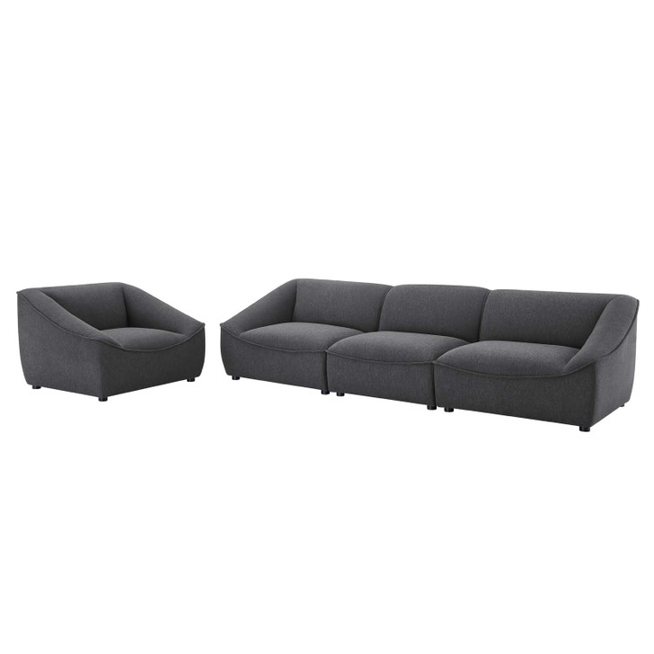 Comprise 4-Piece Living Room Set, Fabric, Dark Grey Gray, 21077