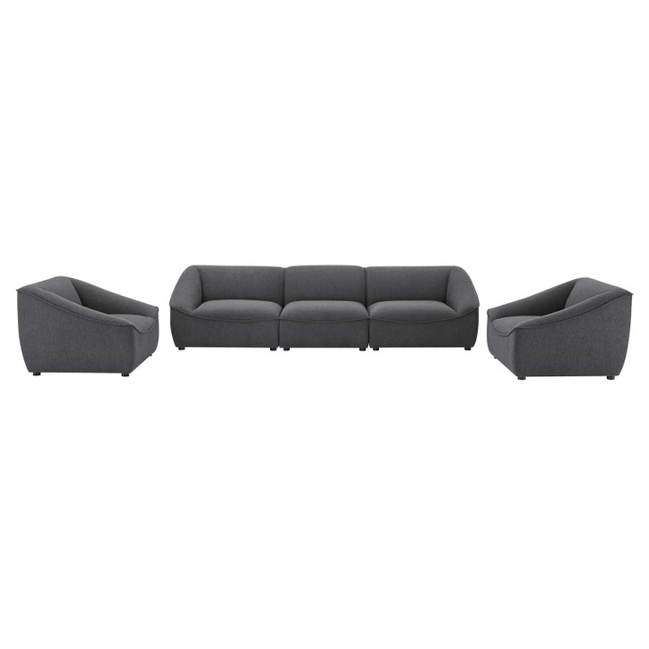 Comprise 5-Piece Living Room Set, Fabric, Dark Grey Gray, 21080