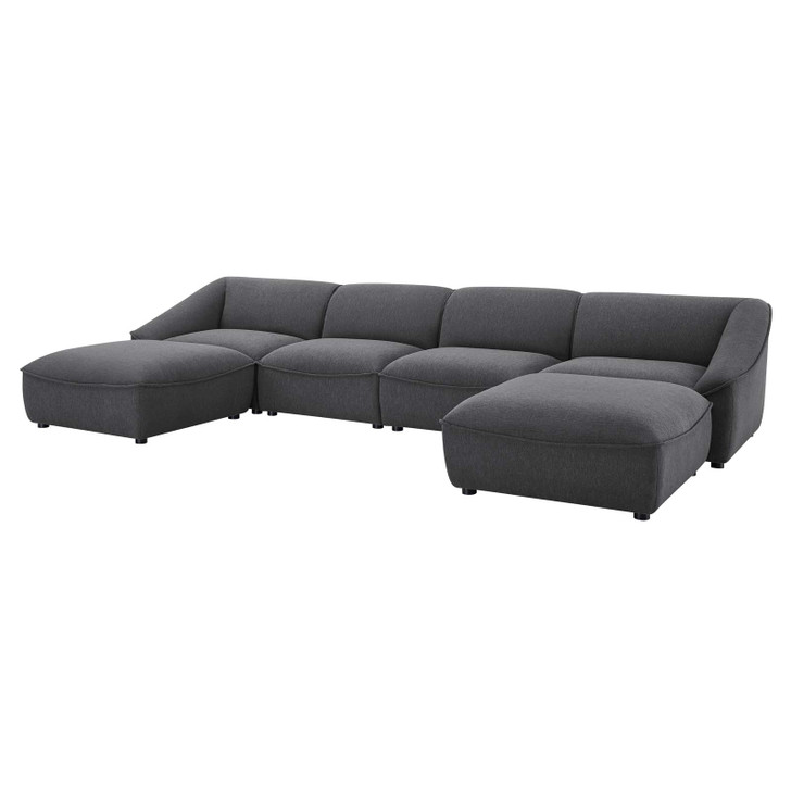Comprise 6-Piece Living Room Set, Fabric, Dark Grey Gray, 21086