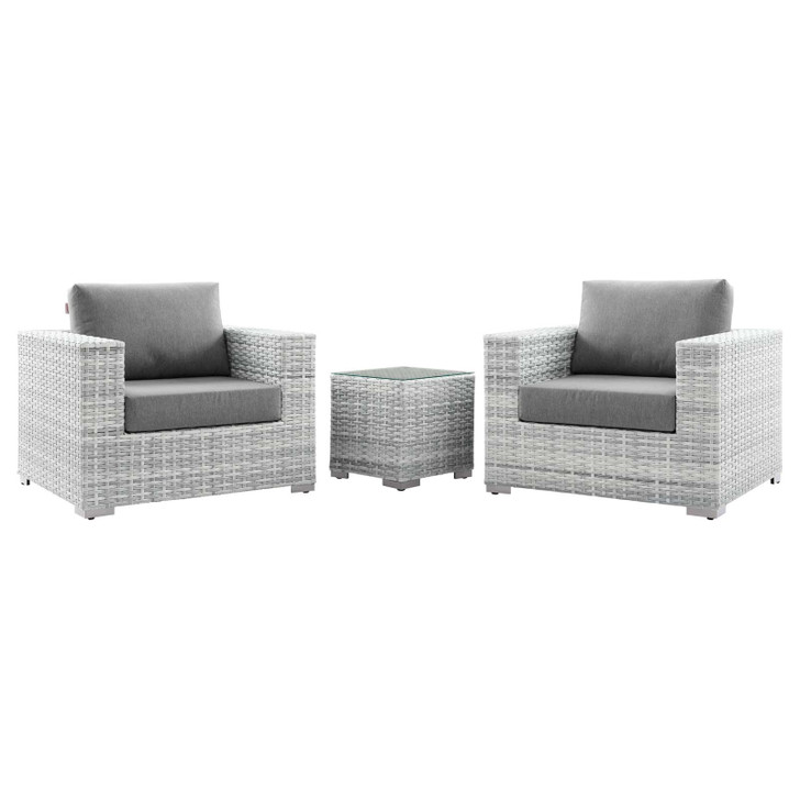 Convene 3-Piece Outdoor Patio Set, Rattan, Wicker, Grey Gray, 21121