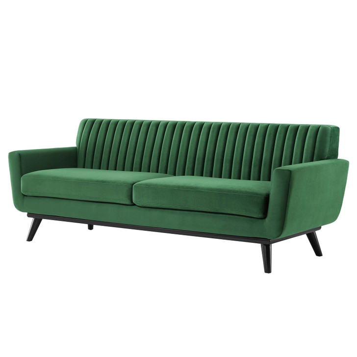 Engage Channel Tufted Performance Velvet Sofa, Velvet, Green, 21173