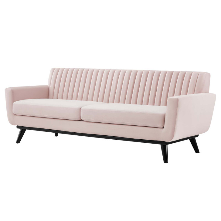 Engage Channel Tufted Performance Velvet Sofa, Velvet, Pink, 21176