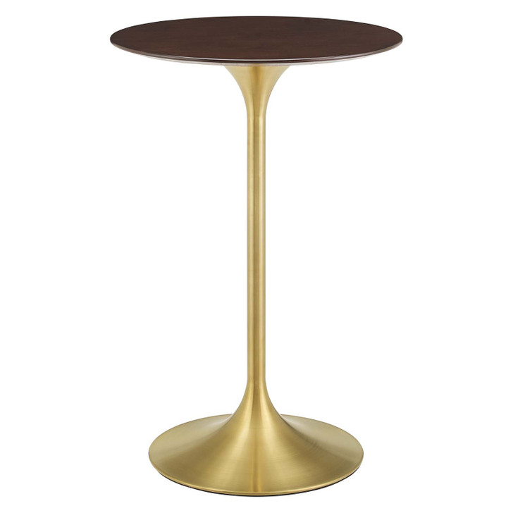 Lippa 28" Wood Bar Table, Wood, Metal Steel, Gold Dark Brown Brown Walnut, 21210