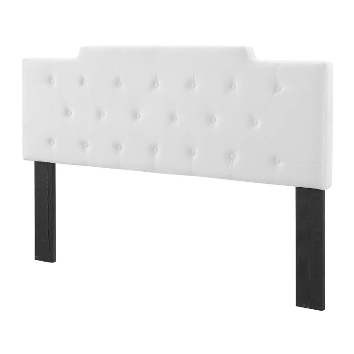 Juliet Tufted Full/Queen Performance Velvet Headboard, Velvet, White, 21472