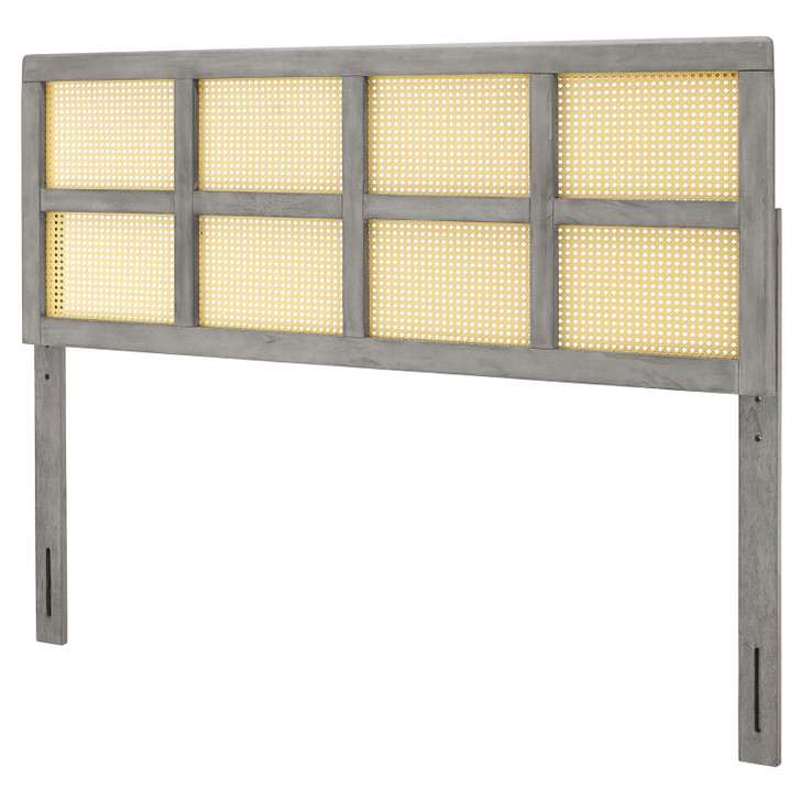 Luana Cane Full Headboard, Wood, Grey Gray, 21489