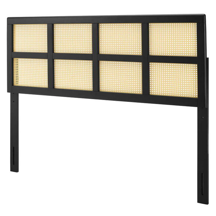 Luana Cane King Headboard, Wood, Black, 21494