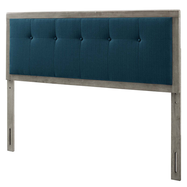 Draper Tufted Twin Fabric and Wood Headboard, Wood, Fabric, Grey Gray Navy Blue, 21601