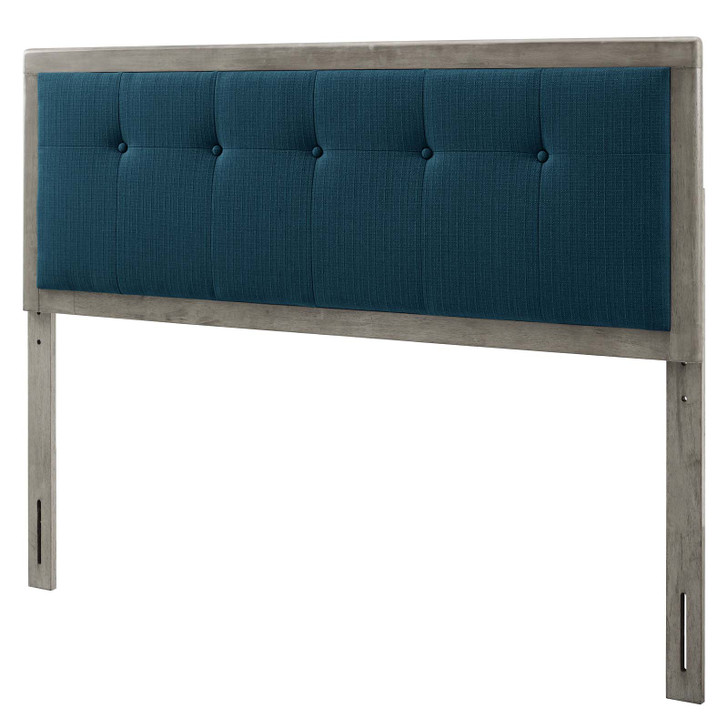 Draper Tufted Queen Fabric and Wood Headboard, Wood, Fabric, Grey Gray Navy Blue, 21613