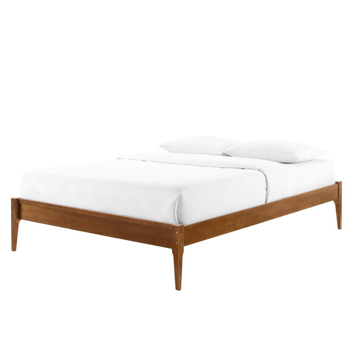 June Full Wood Platform Bed Frame, Wood, Brown Walnut, 21672