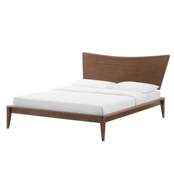 Astra Full Wood Platform Bed, Wood, Brown Walnut, 21680