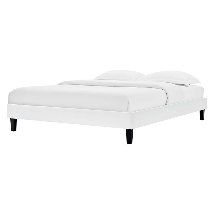 Reign Full Performance Velvet Platform Bed Frame, Velvet, White, 21710