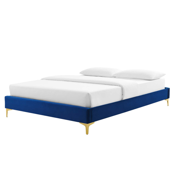 Sutton Twin Performance Velvet Bed Frame, Velvet, Blue Navy, 21843