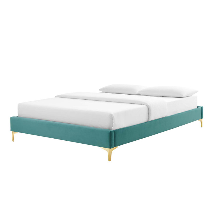 Sutton King Performance Velvet Bed Frame, Velvet, Teal Blue, 21861