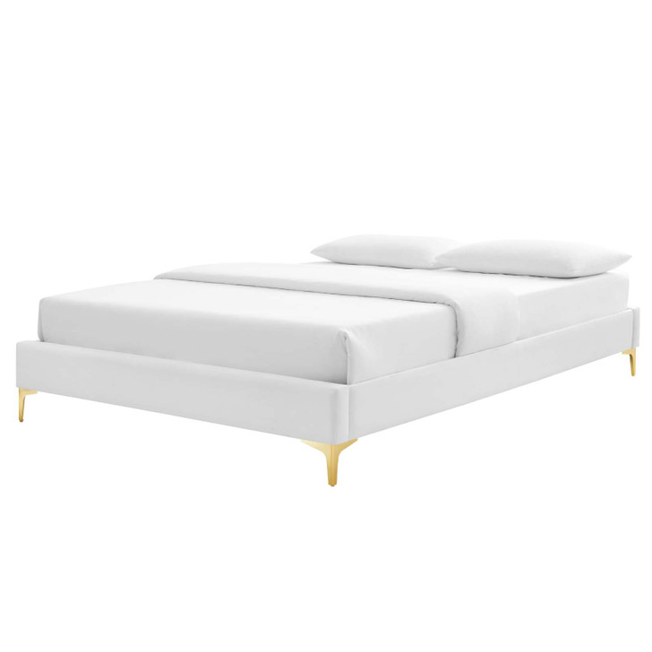 Sutton King Performance Velvet Bed Frame, Velvet, White, 21862