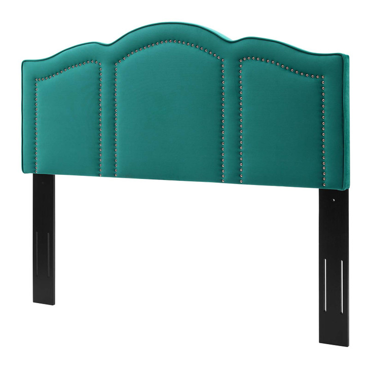 Cecilia Twin Performance Velvet Headboard, Velvet, Teal Blue, 21869