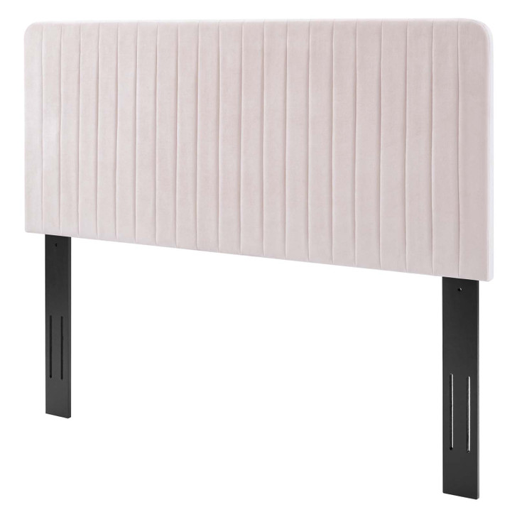 Milenna Channel Tufted Performance Velvet Twin Headboard, Velvet, Pink, 22075