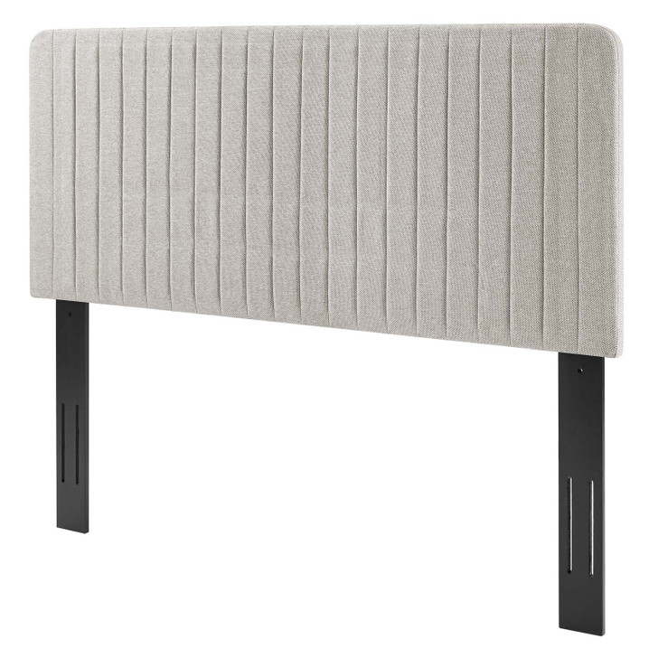 Milenna Channel Tufted Upholstered Fabric Twin Headboard, Fabric, Oatmeal, 22077