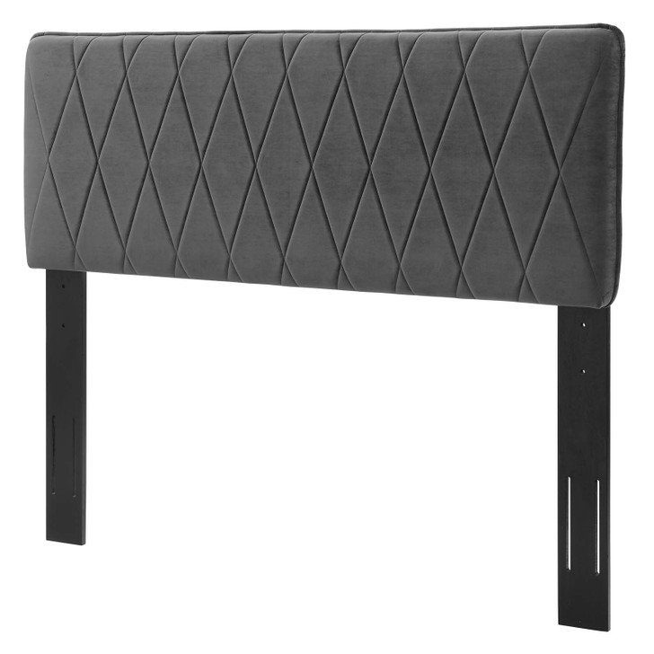 Leila Performance Velvet Full/Queen Headboard, Velvet, Dark Grey Gray, 22106