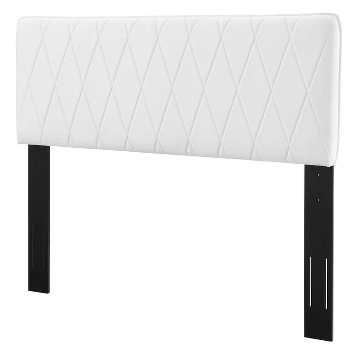 Leila Performance Velvet King/California King Headboard, Velvet, White, 22121