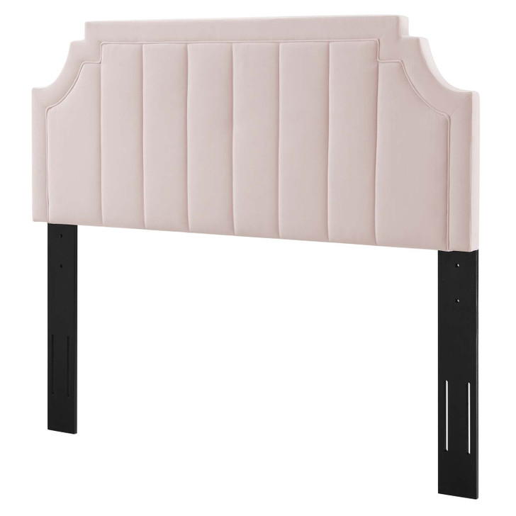 Alyona Channel Tufted Performance Velvet Twin Headboard, Velvet, Pink, 22127