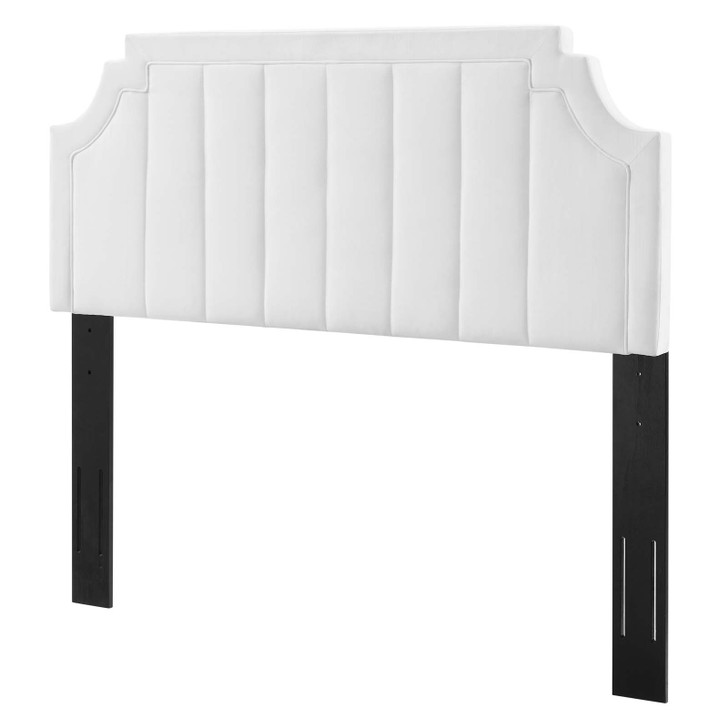 Alyona Channel Tufted Performance Velvet Full/Queen Headboard, Velvet, White, 22137