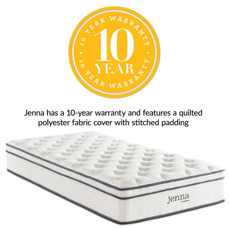 Jenna 10" Twin XL Innerspring Mattress, White, 22194