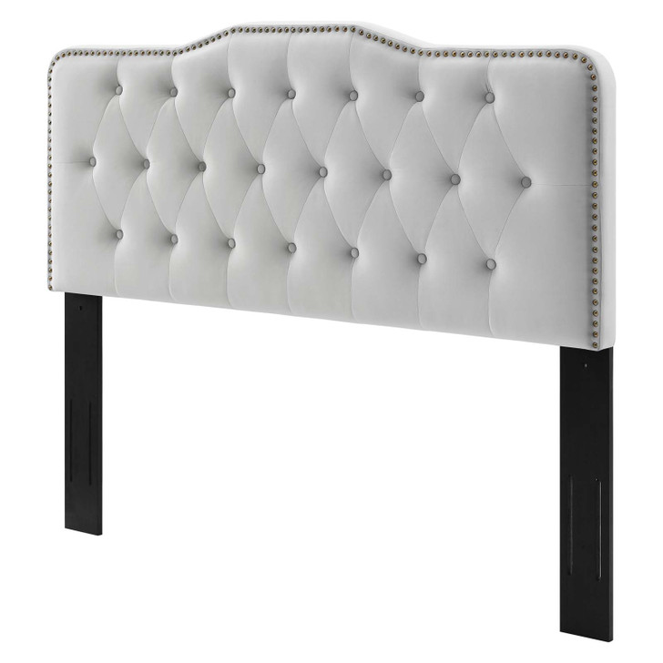 Sophia Tufted Performance Velvet Twin Headboard, Velvet, Light Grey Gray, 22265