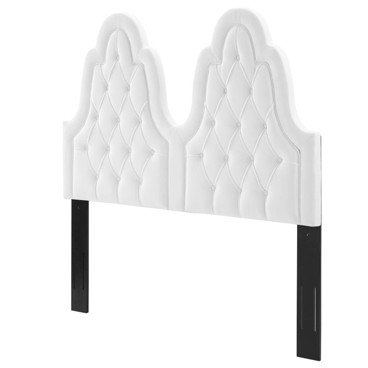 Augustine Tufted Performance Velvet Twin Headboard, Velvet, White, 22301