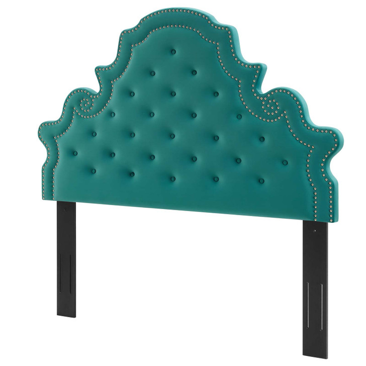 Diana Tufted Performance Velvet Twin Headboard, Velvet, Teal Blue, 22324