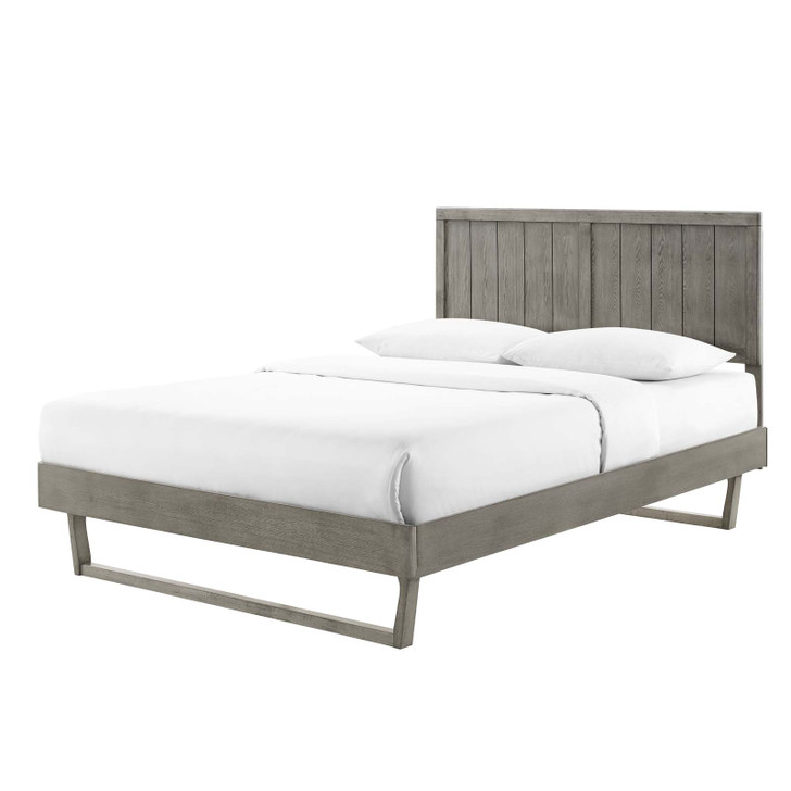 Alana Full Wood Platform Bed With Angular Frame, Wood, Grey Gray, 22396