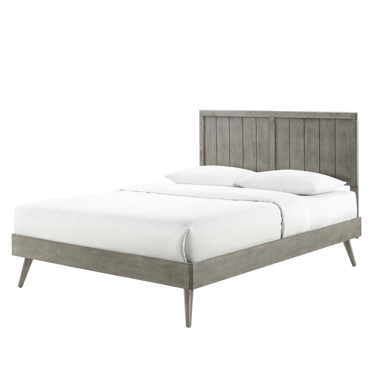 Alana Twin Wood Platform Bed With Splayed Legs, Wood, Grey Gray, 22411