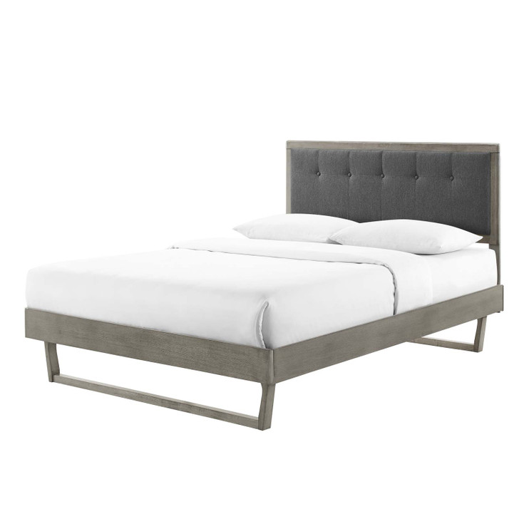 Willow Full Wood Platform Bed With Angular Frame, Wood, Grey Gray, 22434