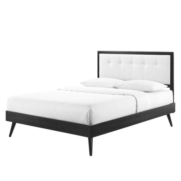 Willow Full Wood Platform Bed With Splayed Legs, Wood, Black White, 22450