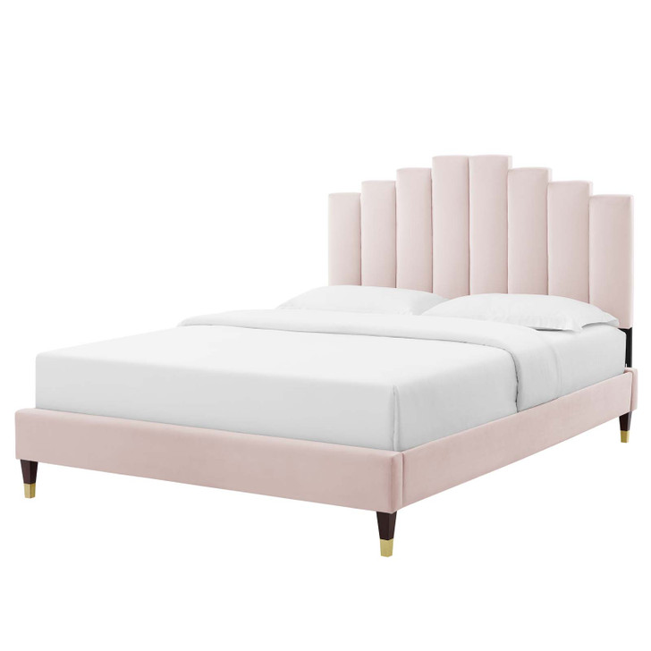 Elise King Performance Velvet Platform Bed, Velvet, Pink, 22815