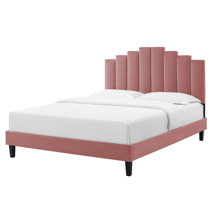 Elise King Performance Velvet Platform Bed, Velvet, Pink, 22835