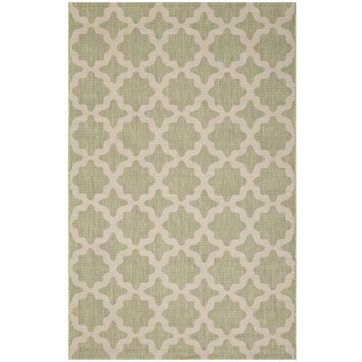 Cerelia Moroccan Trellis 9x12 Indoor and Outdoor Area Rug, Beige Green, 23095