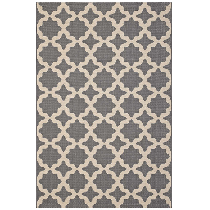 Cerelia Moroccan Trellis 4x6 Indoor and Outdoor Area Rug, Grey Gray and Beige, 23097