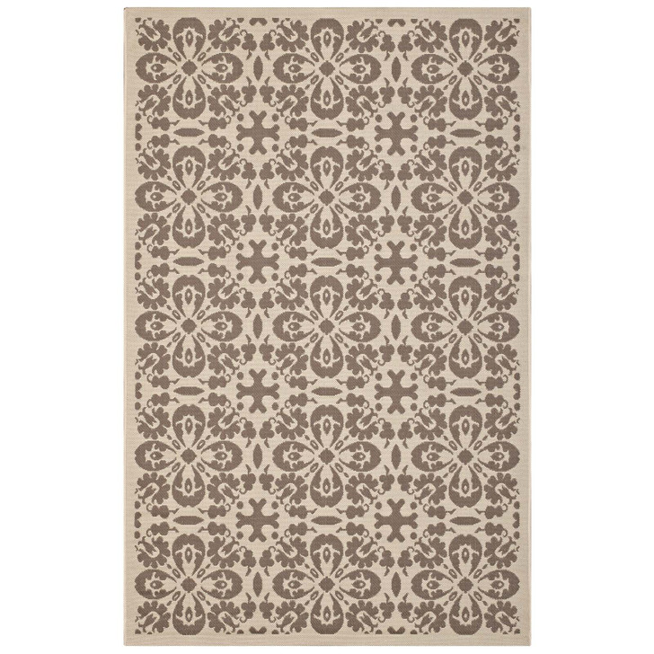 Ariana Vintage Floral Trellis 9x12 Indoor and Outdoor Area Rug, Beige, 23109