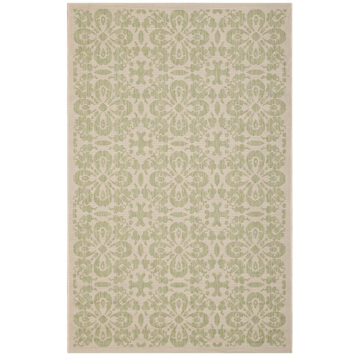 Ariana Vintage Floral Trellis 9x12 Indoor and Outdoor Area Rug, Light Green and Beige, 23110