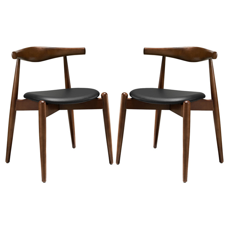 Stalwart Dining Side Chairs Set of 2 in Dark Walnut Black