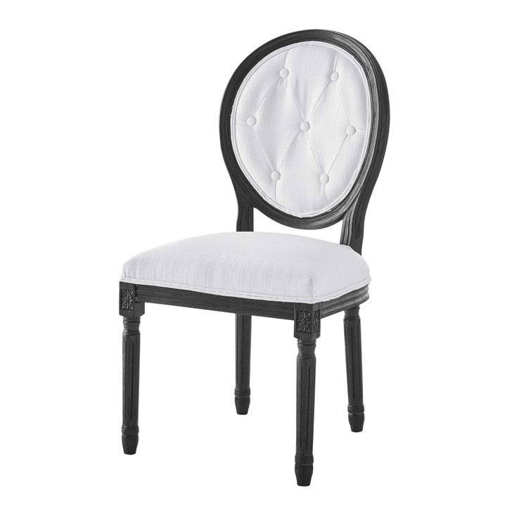 Arise Vintage French Upholstered Fabric Dining Side Chair, Fabric, Wood, Black White, 23265