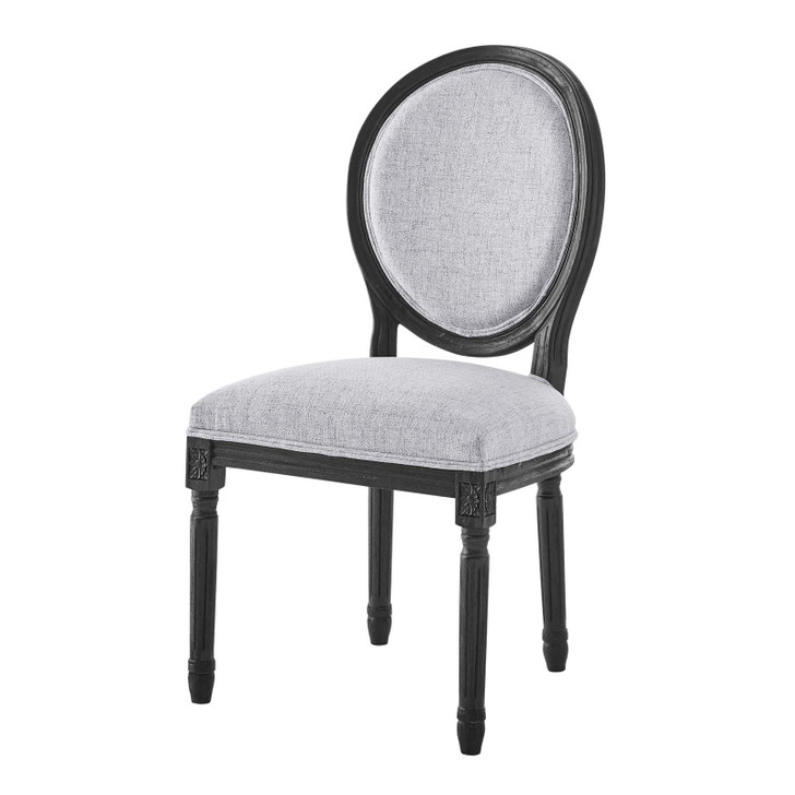 Emanate Vintage French Upholstered Fabric Dining Side Chair, Fabric, Wood, Black Grey Gray, 23282