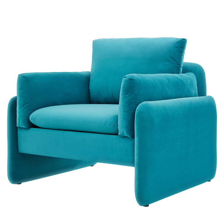 Indicate Performance Velvet Armchair, Velvet, Blue, 23313